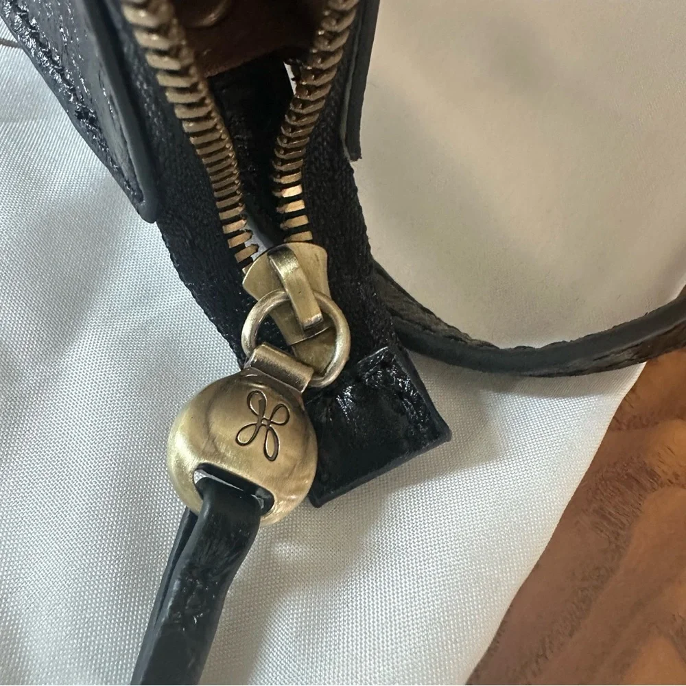 HOBO Glossy Black Leather Shoulder Crossbody Bag